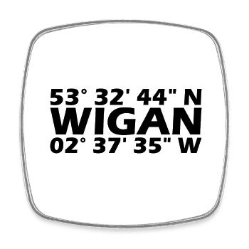 Wigan Coordinates - Square fridge magnet - white - Front