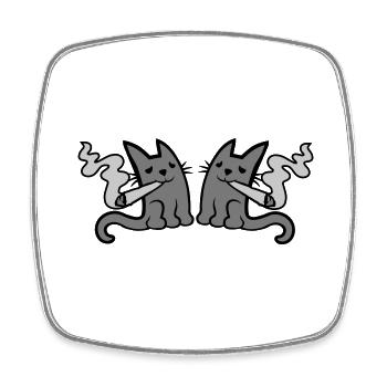 2 kiffende kleine Katzen - Viereckiger Kühlschrankmagnet - Weiß - Vorne