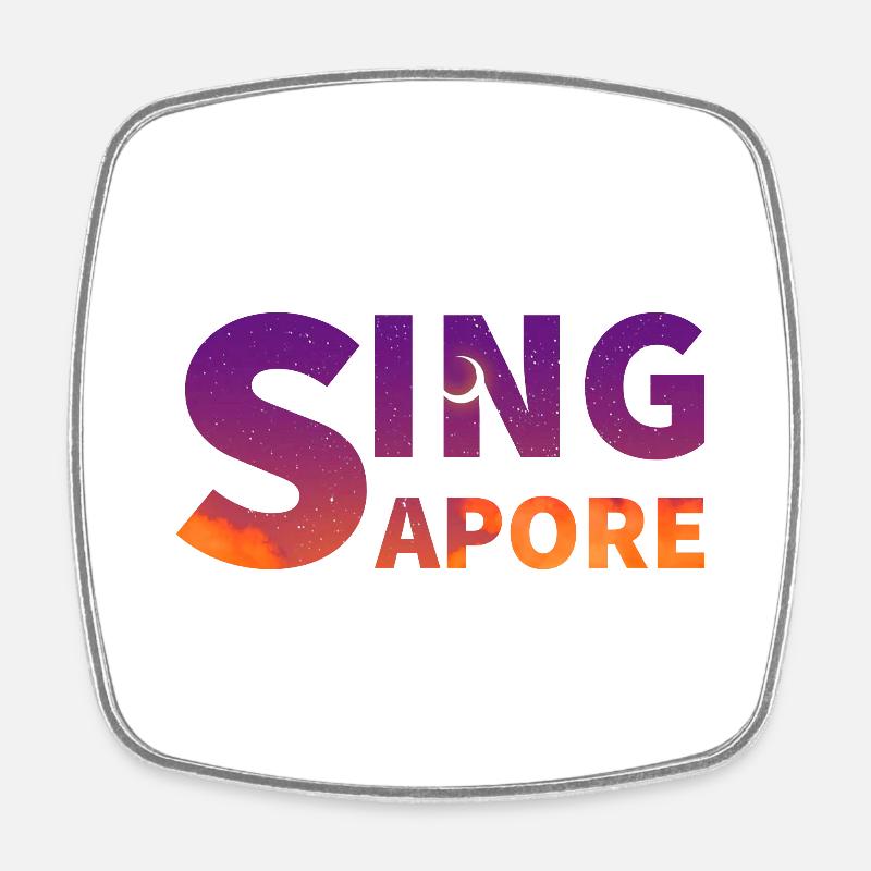 Singapur - Viereckiger Kühlschrankmagnet - Weiß