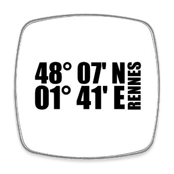 Rennes coordinates - Square fridge magnet - white - Front