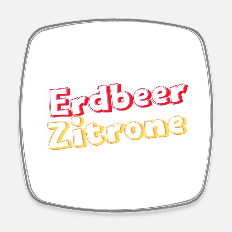 ErdbeerZitrone - Viereckiger Kühlschrankmagnet - Weiß