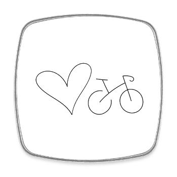 Vélo et cœur - Magnet carré - blanc - Devant