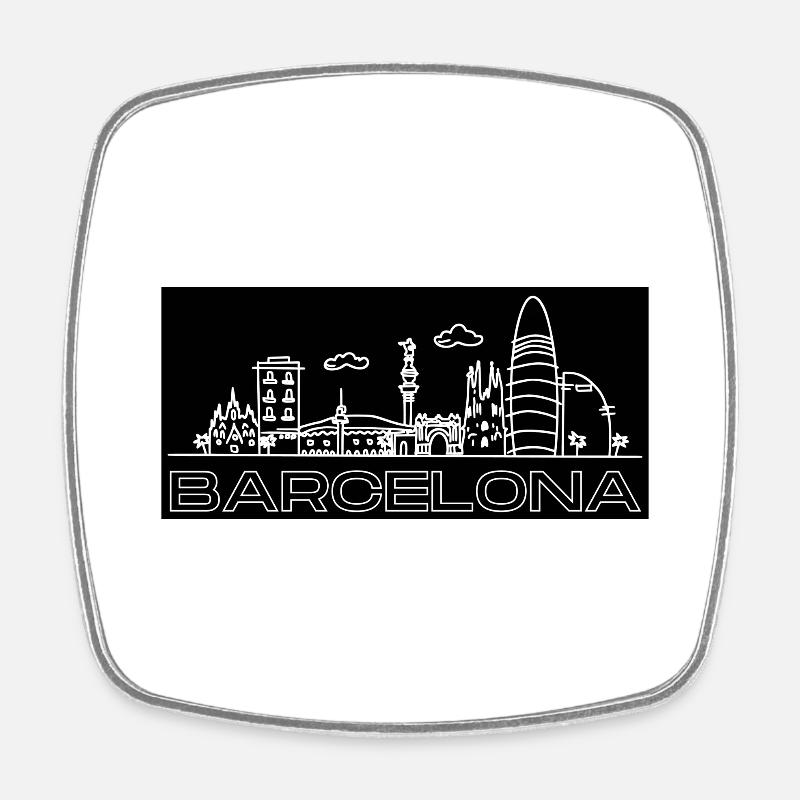 Barcelone - avec skyline - Magnet carré - blanc