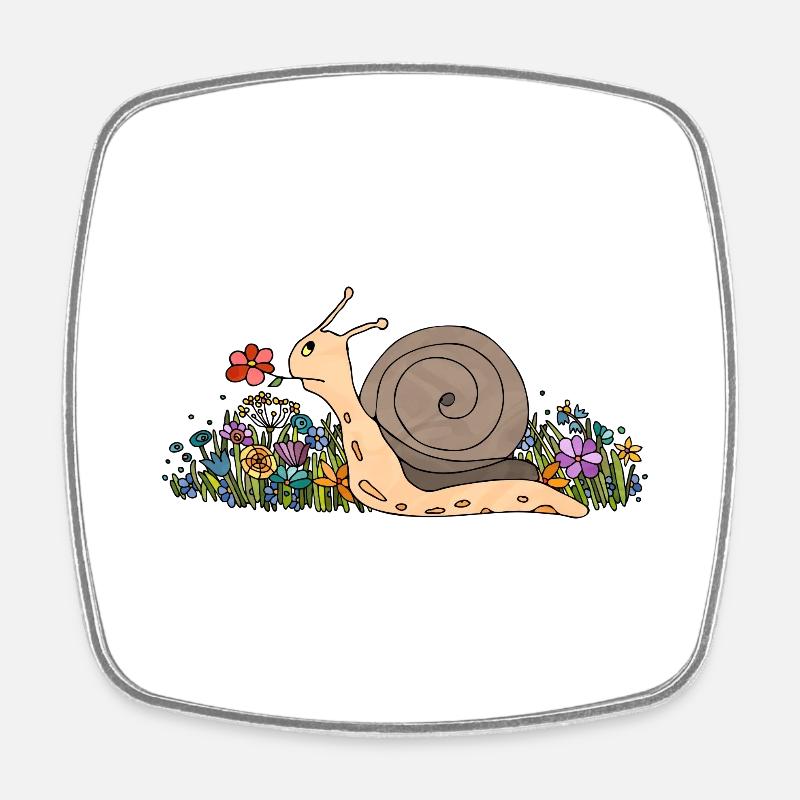Schnecke - Viereckiger Kühlschrankmagnet - Weiß