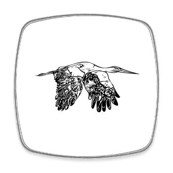 Fliegender vintage Storch im Flug - Viereckiger Kühlschrankmagnet - Weiß - Vorne