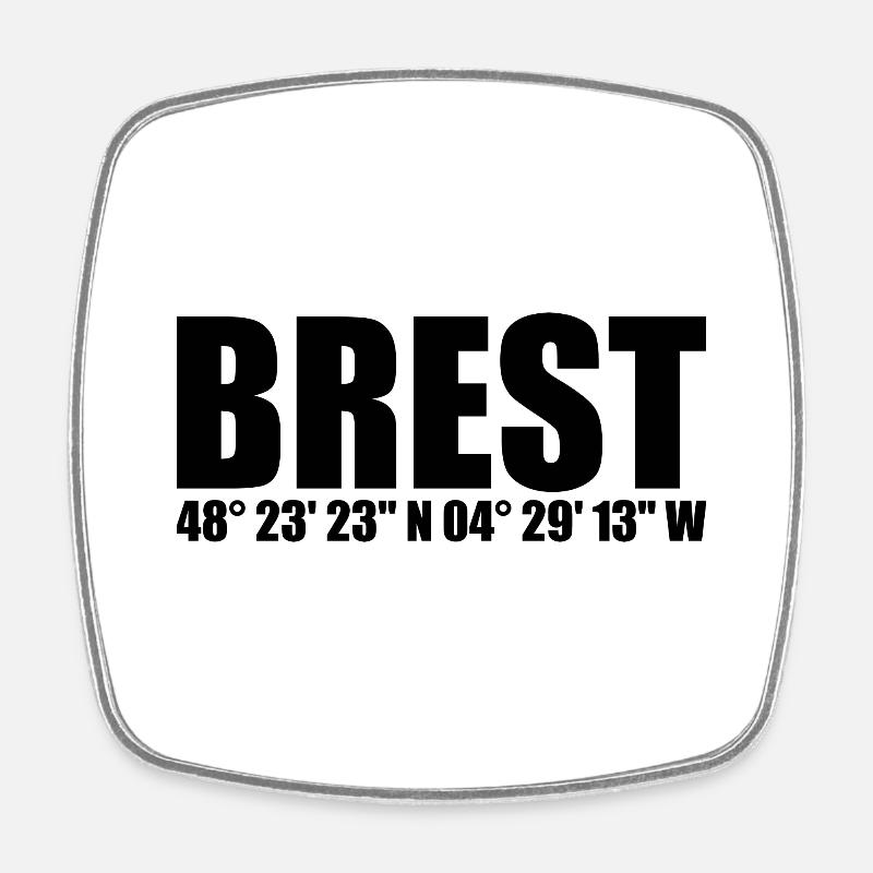 Brest Coordinates - Square fridge magnet - white