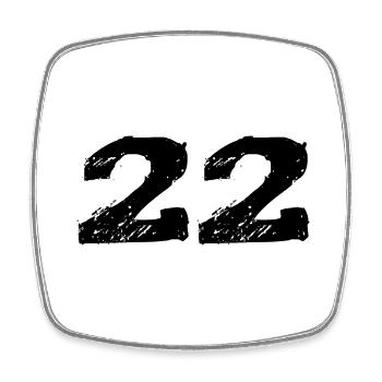 Maillot 22 numéro - Magnet carré - blanc - Devant