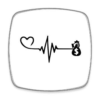 Money Love Pulse Heart - Square fridge magnet - white - Front
