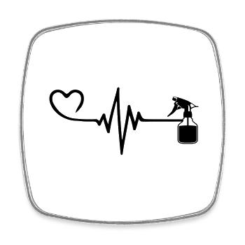 Barbier Pulse Heart Love - Magnet carré - blanc - Devant