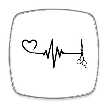 Scissors Barber Pulse Heart Love - Square fridge magnet - white - Front