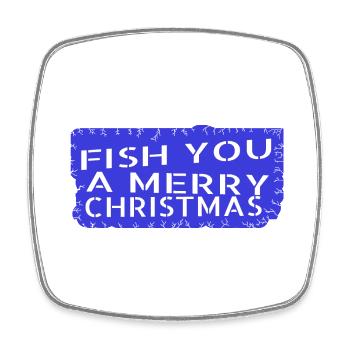 Gift Sayings Rod Fish Head Santa Angling - Square fridge magnet - white - Front