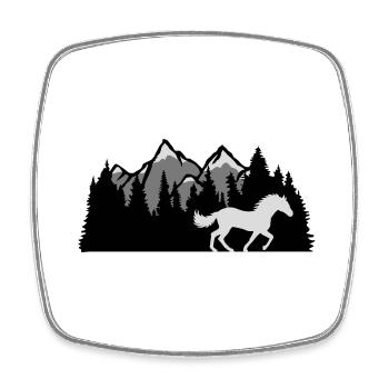 Berge Wald Natur Pferd - Viereckiger Kühlschrankmagnet - Weiß - Vorne
