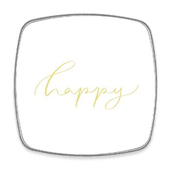 Happy - Viereckiger Kühlschrankmagnet - Weiß - Vorne
