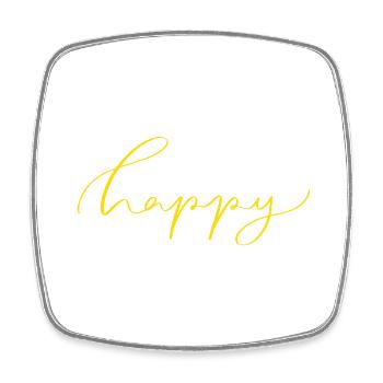 Happy - Viereckiger Kühlschrankmagnet - Weiß - Vorne