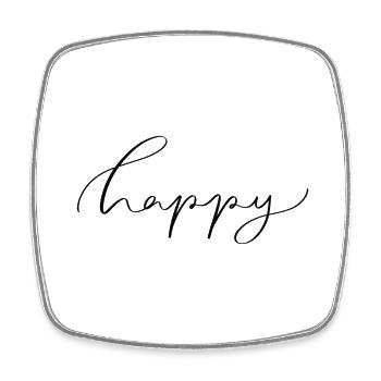Happy - Viereckiger Kühlschrankmagnet - Weiß - Vorne