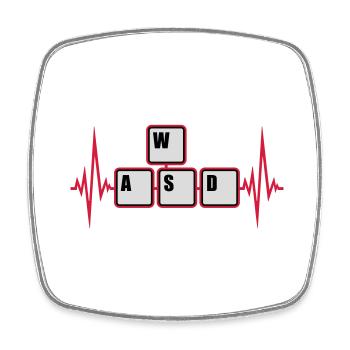 WASD Tastatur Tasten Gamer - Viereckiger Kühlschrankmagnet - Weiß - Vorne