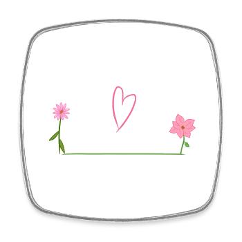 zwei blumen linie herz - Viereckiger Kühlschrankmagnet - Weiß - Vorne