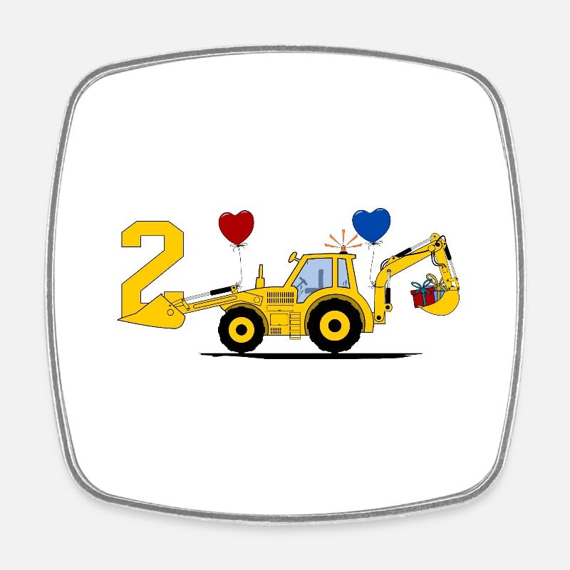 2. Geburtstag Bagger Traktor - Viereckiger Kühlschrankmagnet - Weiß
