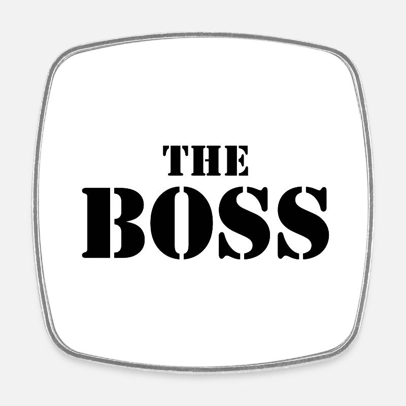 The Boss in Black - Square fridge magnet - white