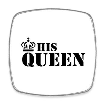 His Queen Her King Couple Black - Square fridge magnet - white - Front