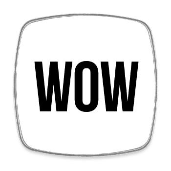WOW - Square fridge magnet - white - Front