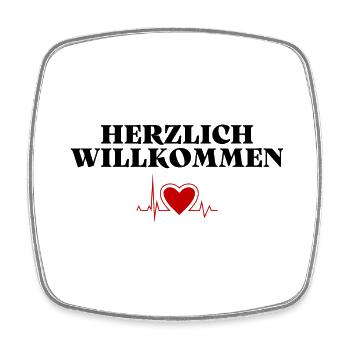 Herzlich Willkommen Herz Liebe - Viereckiger Kühlschrankmagnet - Weiß - Vorne
