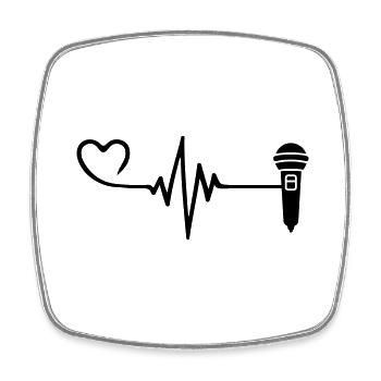 Mikrofon Puls Herz Liebe - Viereckiger Kühlschrankmagnet - Weiß - Vorne