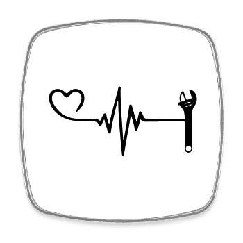 Clé Pulse Heart Love - Magnet carré - blanc - Devant