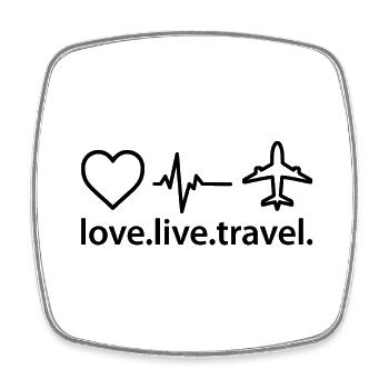 love.live.travel - Magnet carré - blanc - Devant