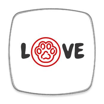 Animal Love Love Slogan Cats Paw Red-Black - Square fridge magnet - white - Front