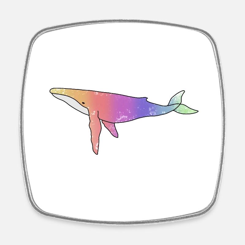 Version arc-en-ciel de baleine - Magnet carré - blanc