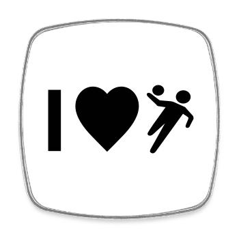 Cool "I Love Handball" design for him and her - Square fridge magnet - white - Front