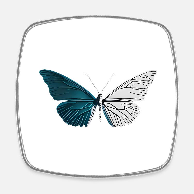 Minimalist Butterfly - Square fridge magnet - white