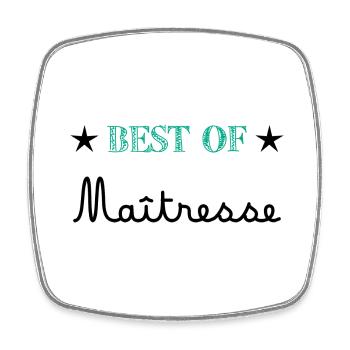 MERCI. MERCI MAÎTRESSE. CADEAU MAÎTRESSE. VACANCES - Magnet carré - blanc - Devant
