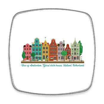 Blick auf Amsterdam, typisch holländische Häuser, Holland - Viereckiger Kühlschrankmagnet - Weiß - Vorne