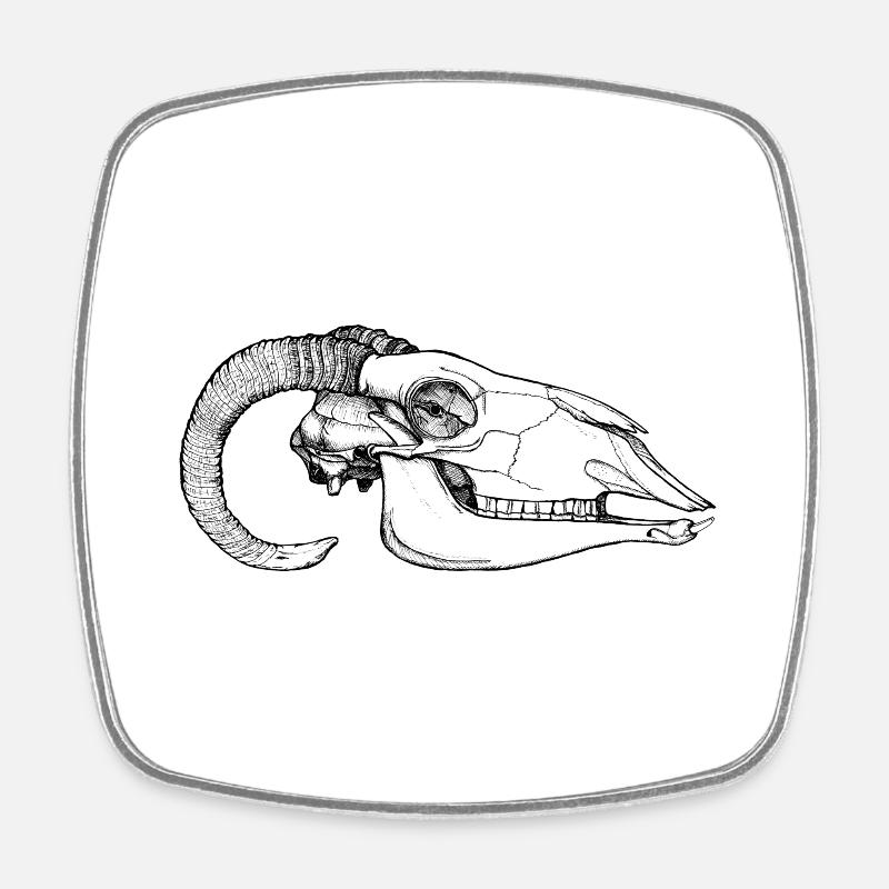 Ram Skull - Square fridge magnet - white