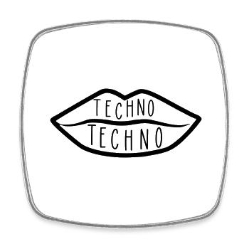 Techno auf den Lippen - Viereckiger Kühlschrankmagnet - Weiß - Vorne