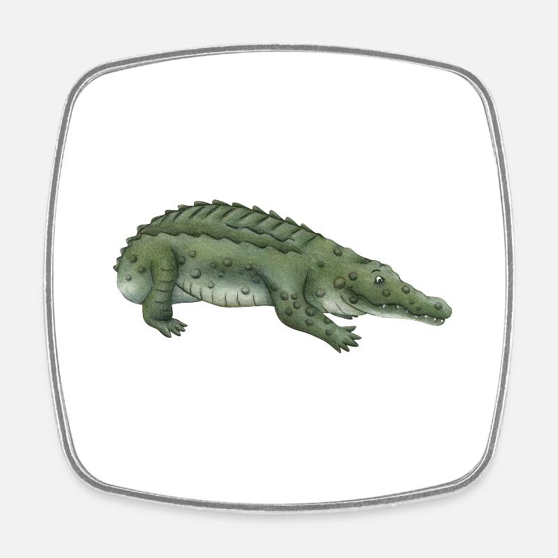 Crocodile - Magnet carré - blanc