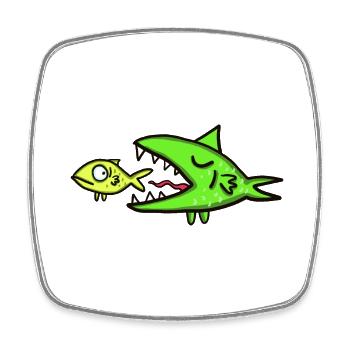 Fish hunting - Square fridge magnet - white - Front