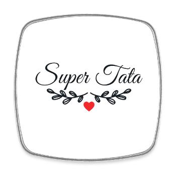 Super Tata - Magnet carré - blanc - Devant