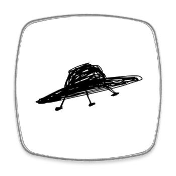 UFO - Viereckiger Kühlschrankmagnet - Weiß - Vorne