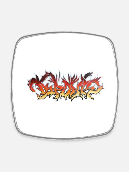 FIRE Graffiti - Viereckiger Kühlschrankmagnet - Weiß