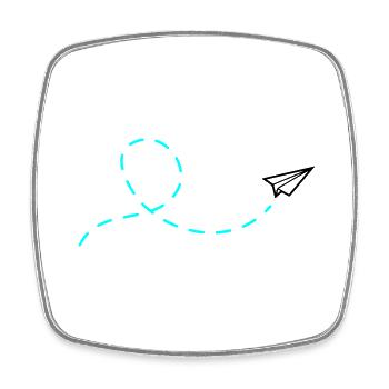Avion en papier - Magnet carré - blanc - Devant