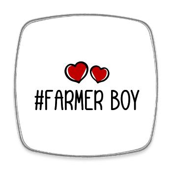 Farmer Boy Heart Love - Square fridge magnet - white - Front