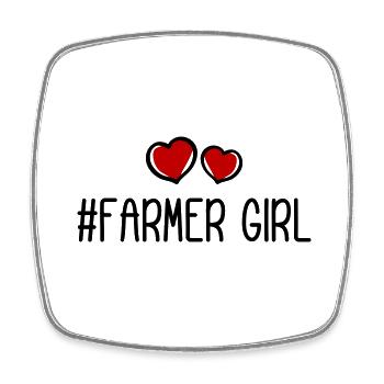 Fermier Fille Fille Coeur Amour - Magnet carré - blanc - Devant