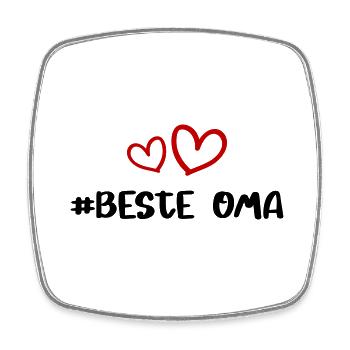 Beste Oma Herz Liebe - Viereckiger Kühlschrankmagnet - Weiß - Vorne