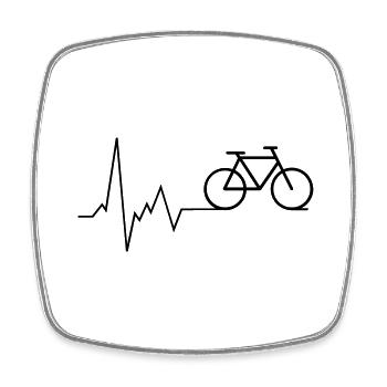 Heartbeat Bicycle ECG - Square fridge magnet - white - Front