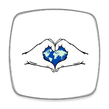 Forme de coeur d’amour du monde - Magnet carré - blanc - Devant