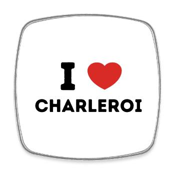 I Love with Heart Charleroi - Square fridge magnet - white - Front