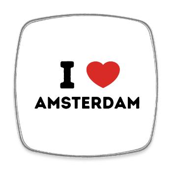 I Love with Heart Amsterdam - Square fridge magnet - white - Front